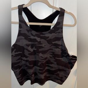 Athleta Black & Gray Camo Crop Sports Tank